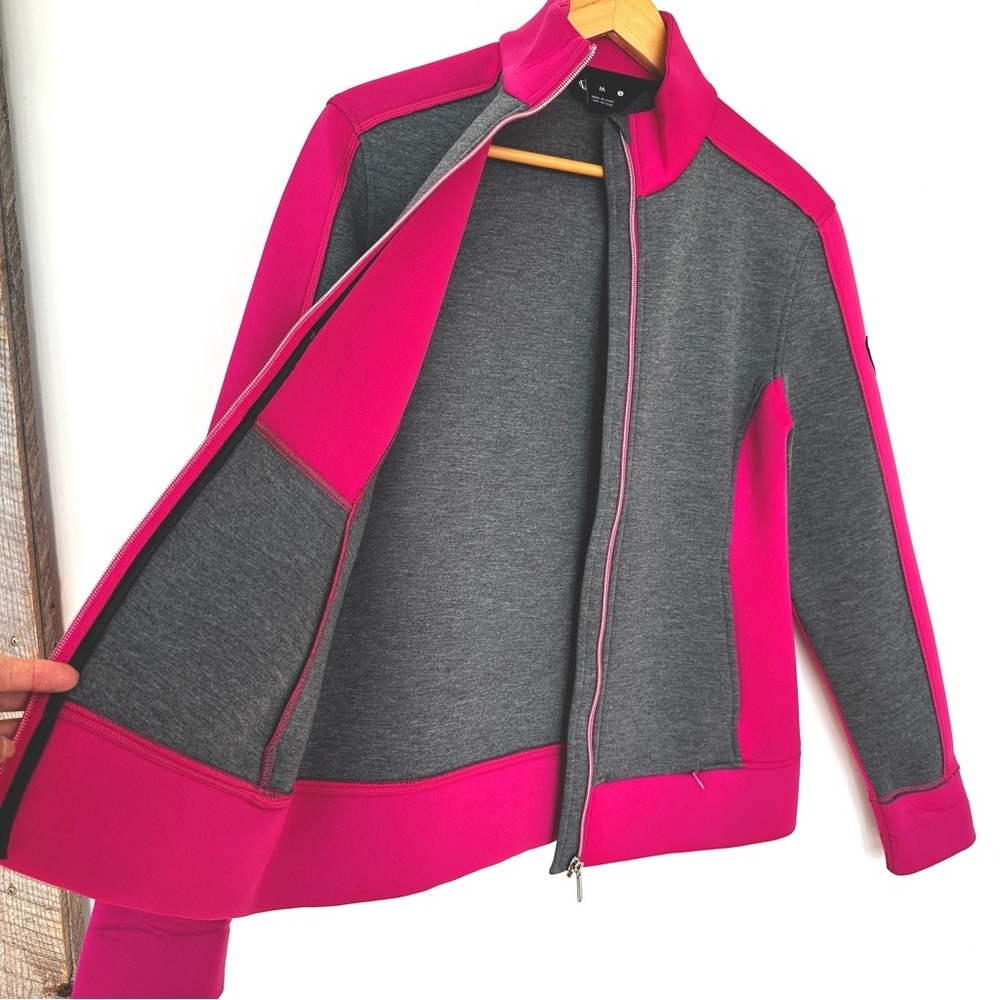 Sunice Vibrant Pink and Gray Neoprene Jacket, zip front, fitted - Picture 8 of 11